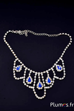 Strass ketting - ca. 35 cm - kristal-blauw